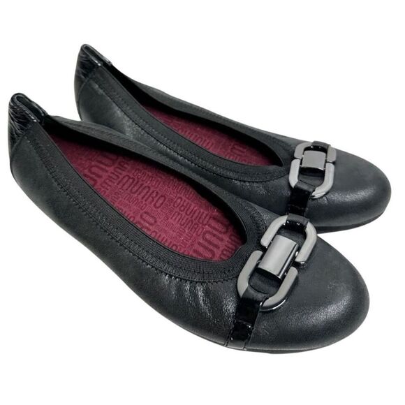Munro Flats Size‎ 5.5 Black Metallic Ivy Ballet Slip On Casual Shoes - Picture 1 of 8